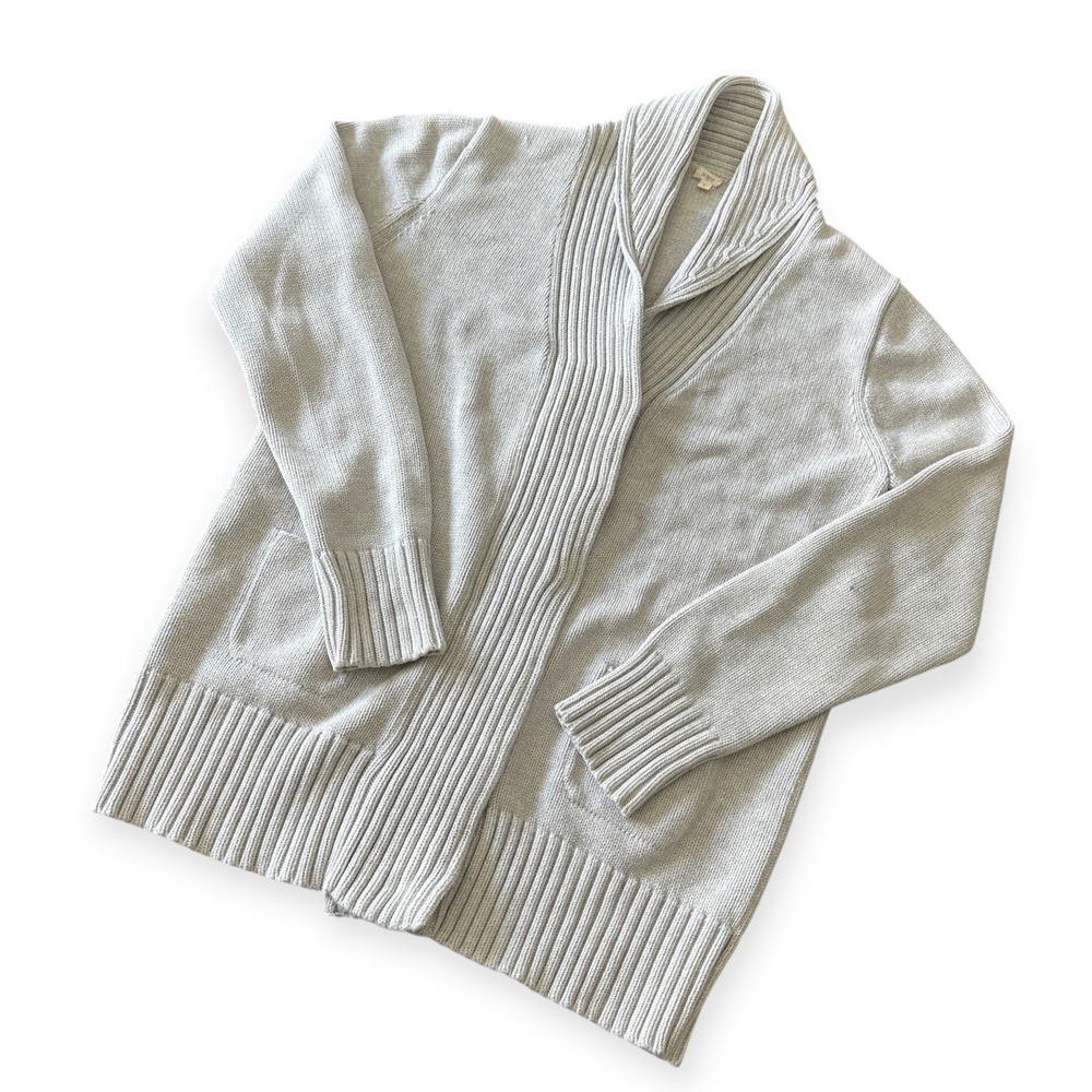 J.Crew Menswear Shawl Collar Button Front Knit Cardigan Sweater Light Gray Large